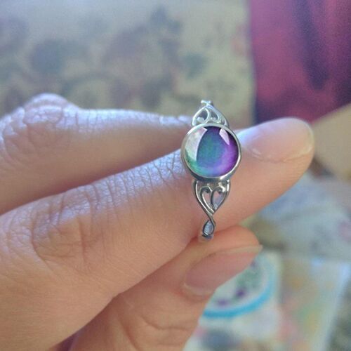 Vintage Change Mood Ring Round Temperature Control Color Emo