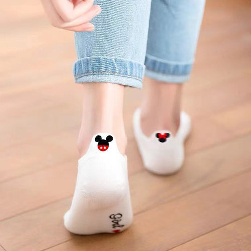Instime 4 Pair/Lot Low Tube Boat Socks Gold Silk Embroidery