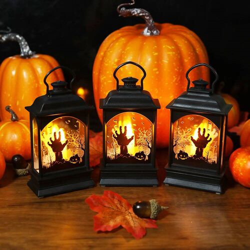 Halloween Pumpkin Lantern Portable Flameless LED Candle Lamp