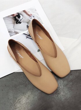 Retro Squaretoe Flat Casual Womens Shoes 2025 Summer Slipon