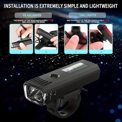 1/2 Pack Rechargeable Bike Light Set  Headlight & Rear Taill