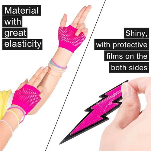 Women 80s Fancy Dress Accessories Retro Party Costume Set Ad