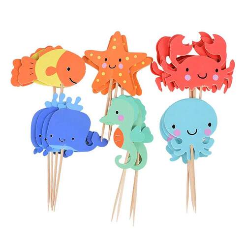 24pcs Ocean Animal Cupcake Toppers Under the Sea Party Cake