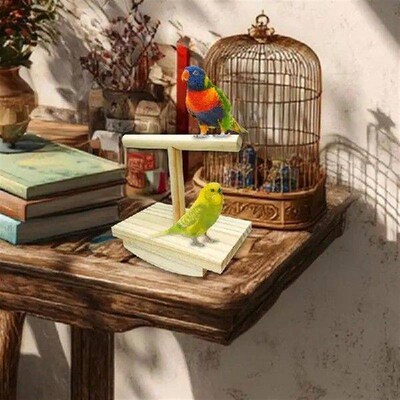 Parrot Perch Bird Cage Accessories Wooden Toy Training