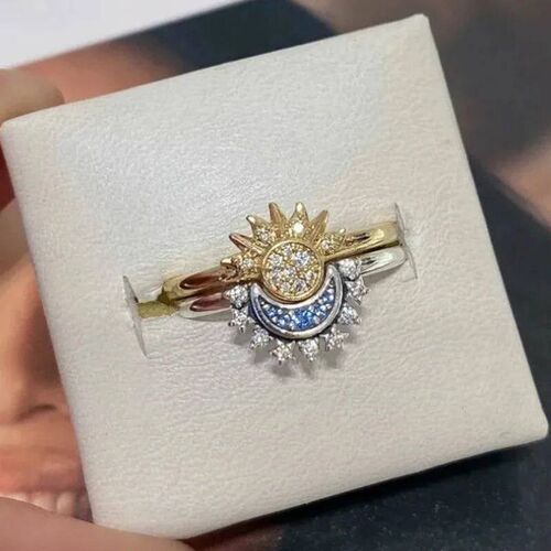 2pc/set Sparkling Ring Riyue Suitable Ring for Women To Wear