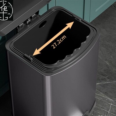 Rectangle Metal Lidded Step Trash Can, Compact Garbage Bin.