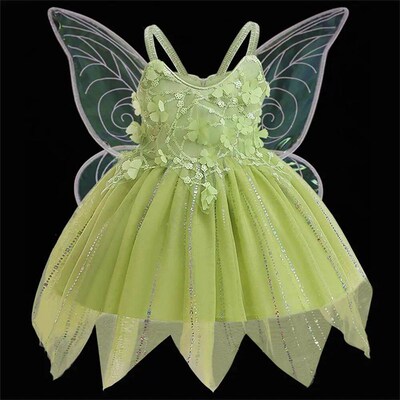 Girl Dress Carnival Halloween Cosplay Costume Tinkerbell Tin