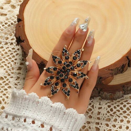 New Luxury Big Flower Rings For Women Exaggerated Statement