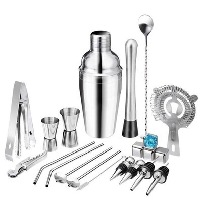 22pcs Bar Cocktail Set Boston Shaker Drink Making Kit Stainl