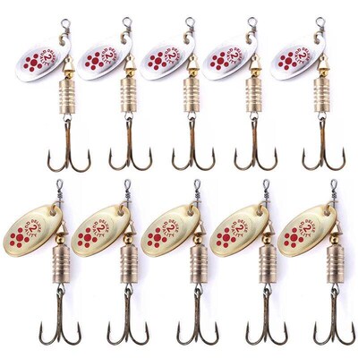 10Pcs 6.7cm 7g Spinner Spoon Metal Bait Fishing Lure Sequins