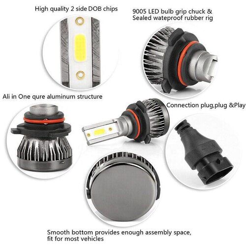 2Pcs H7 Led H4 H1 H11 H8 HB4 HB3 9005 9006 H27 Lamp Headligh