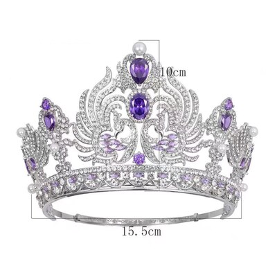 European Luxury Big Cubic Zirconia Wedding Round Tiaras Saud