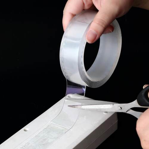 Double-sided tape, transparent and residue-free, with high a