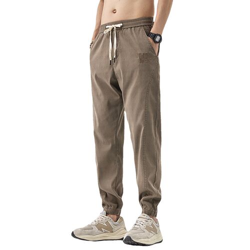 Summer New Large Size Mens Tencel Bark Wrinkled Leg Casual