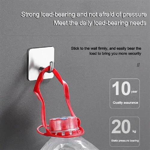 2Pcs Durable Stainless Steel Wall Hanger Hook Self Adhesive