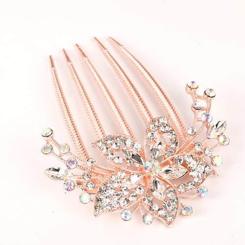 Austrian Rhinestone Hair Comb Flower Leaf Bridal Crystal Hai