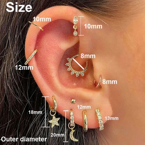 Daith Tragus Helix Piercing Earring Women 2023 Zircon Star M