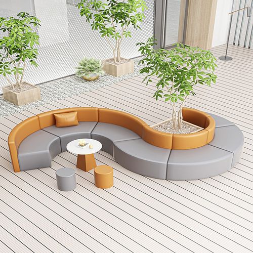 源森创意S型沙发休闲培训机构接待等候区休息区办公沙发茶几