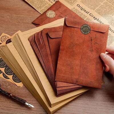 5/10pcs Vintage Kraft Paper Envelopes for Letter Paper Weddi