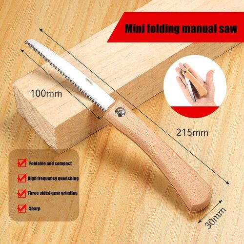 Folding Mini Hand Saw Non-slip Wooden Handle Pull Foldable S