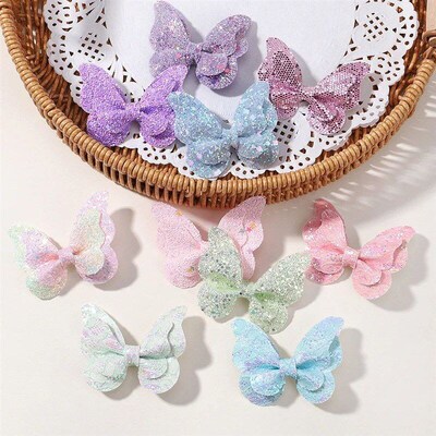 2/4/5Pcs Girls Cute Sequins Double Butterfly Hair Clip Bow H