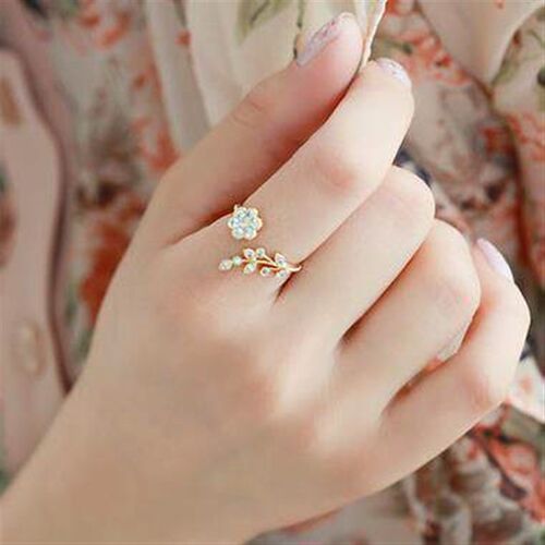 New fashion Rhinestone twisted leaves wishful flowers adjust