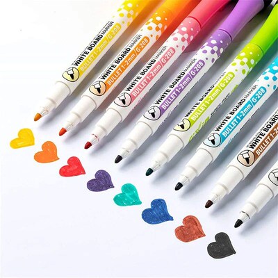 8 Colors Whiteboard Pens, Fine Tip Magnetic Water-Based Pen