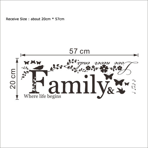 Family Love Never Ends Quote Vinyl Wall er Wall Decals Lette