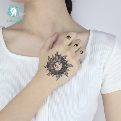 1Sheet Women Sexy Arm Fake Black Tattoo Henna Mandala Flower