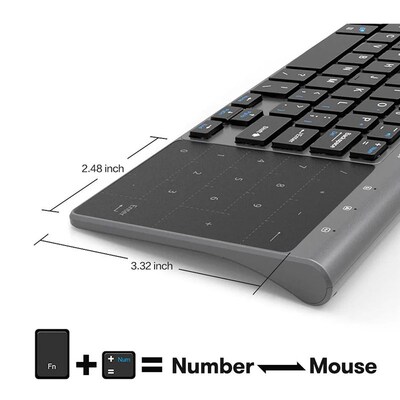 Slim 2.4G Wireless Keyboard with Touchpad Mouse Number Numer
