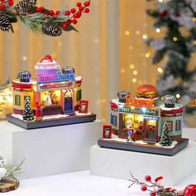 Christmas creative rotating lighted musical box decoration