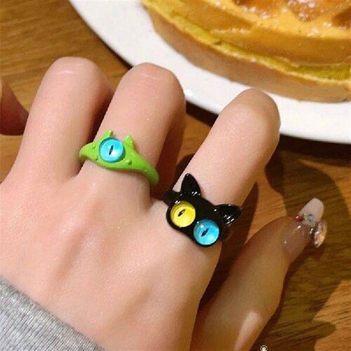Cute Green Monster Ring for Women Fashion Two Color Evil