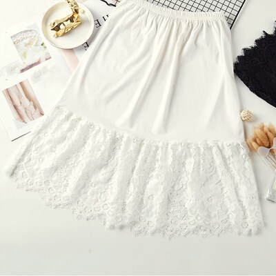 Women Skirt Extender Knee Lace Slip Hollow Length A-Line Hal