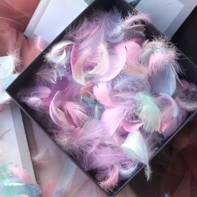 100pcs Colorful Feather Gift Box Filler Supplies Diy Craft W
