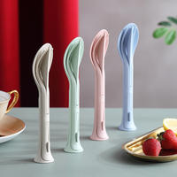 3pcs/set 3 in 1 Travel Portable Cutlery Set Japan Style Whea thumbnail 7