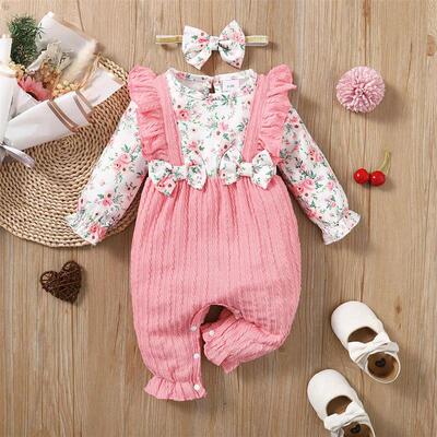 0-18 Months Newborn Baby Girl Romper Cute Floral Long Sleeve
