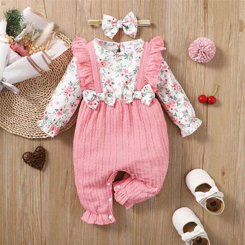 0-18 Months Newborn Baby Girl Romper Cute Floral Long Sleeve
