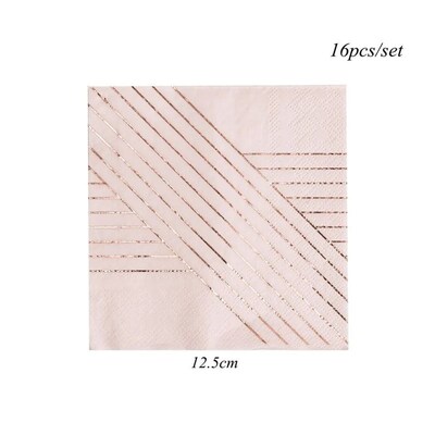 1Set Pink Paper Disposable Tableware Gilding Striped Table D