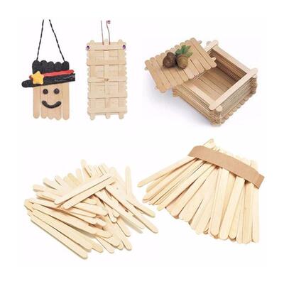 50 PCS Natural Wood Popsicle Sticks Wooden Popsicle Stick Ho