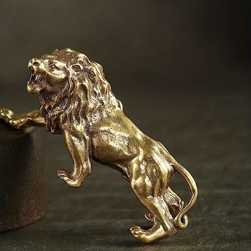 Handmade Brass Lion Statue Home Decor Animal Figurines for