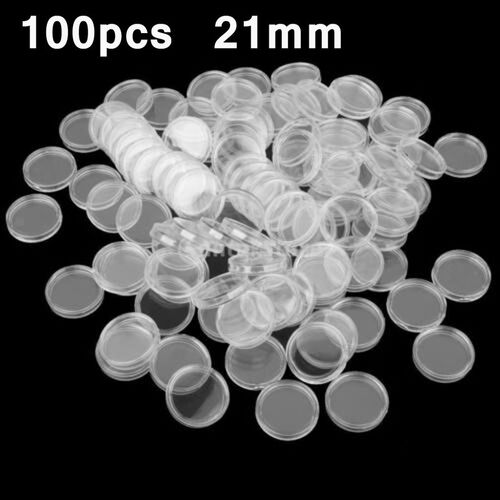 100Pcs 18/19/20/21/23/24/25/26/28/30mm Clear Plastic Coin Ca