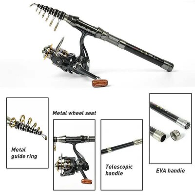 1.5M-2.4M Telescopic Fishing Rod Spinning Reel And Fishing L