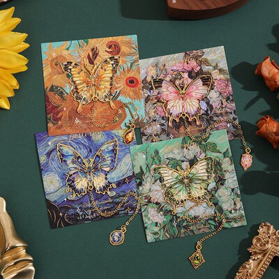 Oil painting bookmarks Butterfly students read bookmarks