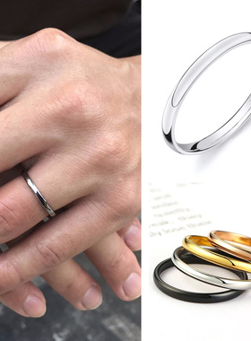 2MM Thin Classic Dome Ring Stainless Steel Wedding Band for