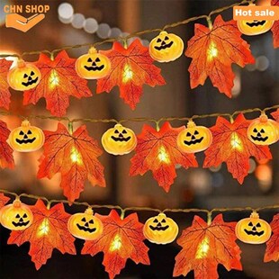 pumpkin Garland LED Lights Halloween Fall Decoration Leaves