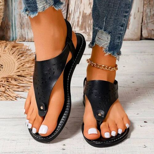 Sandals Women Large Size Hollow Toe Clip Flat Sandals for
