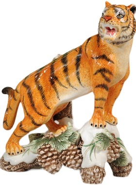 方亚福星高照老虎陶瓷家居饰品乔迁礼品电视柜玄关茶几摆件