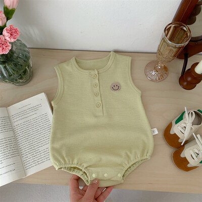 Infant Summer Clothing 2025 Thin Open Button Sleeveless Romp