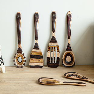 人间开花桦木锅铲不沾锅专用炒菜耐高温家用无漆勺子汤勺饭匙汤匙