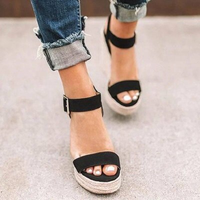 Women Leisure Wedges Heeled Wedge heel serpentine sandals  S